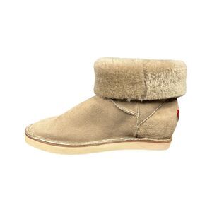 Paola Martini Womens EU 36 US 6 Tan Suede Shearling Boot Italian Made BRAND NEW
